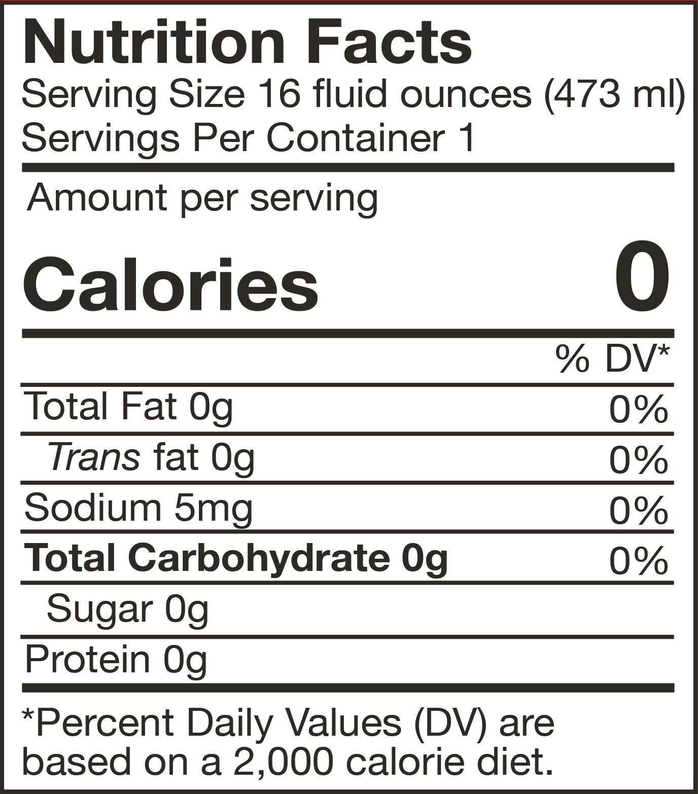 Nutrition label for Blood Orange Iced Tea, detailing calories, fat, sodium, carbohydrates, sugar, and protein.